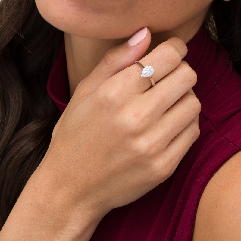 Main Image 2 of 1/3 CT. T.W. Princess-Cut Diamond Teardrop Frame Ring in 10K White Gold