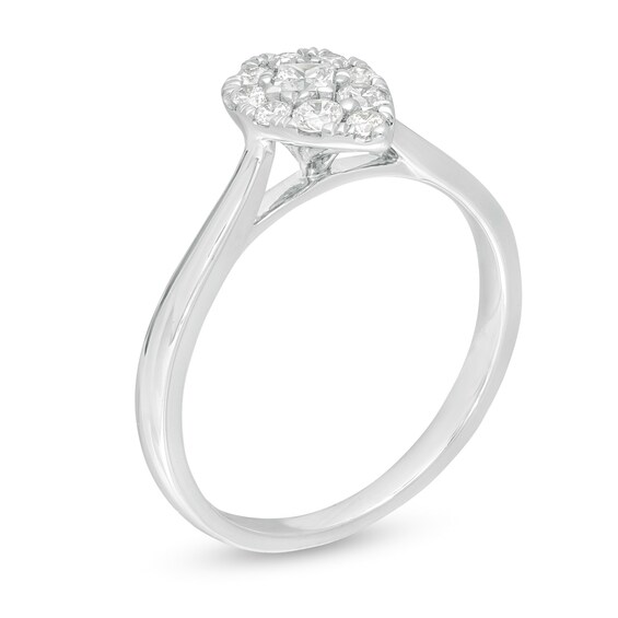 1/3 CT. T.w. Princess-Cut Diamond Teardrop Frame Ring in 10K White Gold