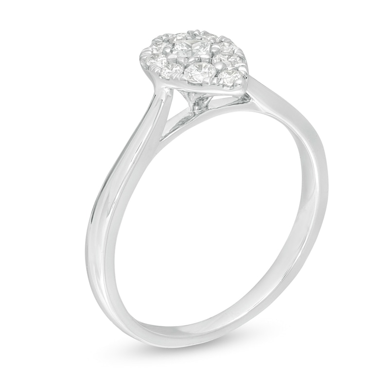 Main Image 3 of 1/3 CT. T.W. Princess-Cut Diamond Teardrop Frame Ring in 10K White Gold