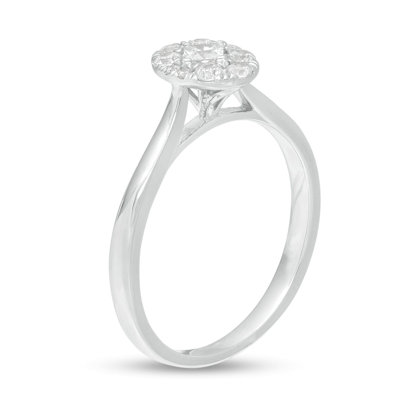 Main Image 3 of 1/3 CT. T.W. Princess-Cut Diamond Oval Frame Ring in 10K White Gold