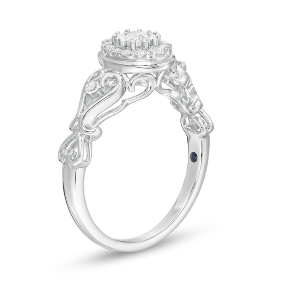 Cherished Promise Collectionâ¢ 1/4 CT. T.w. Diamond Oval Frame Filigree Promise Ring in 10K White Gold