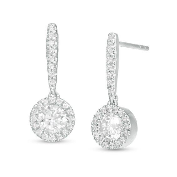 5/8 CT. T.w. Diamond Frame Drop Earrings in 10K White Gold