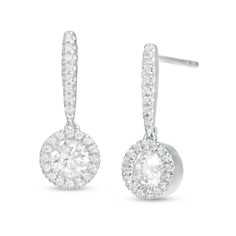 Main Image 1 of 5/8 CT. T.W. Diamond Frame Drop Earrings in 10K White Gold
