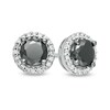 Thumbnail Image 1 of 1 CT. T.W. Enhanced Black and White Diamond Frame Stud Earrings in Sterling Silver
