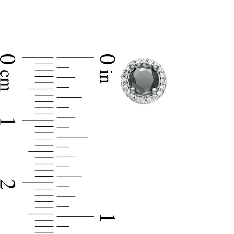 Main Image 2 of 1 CT. T.W. Enhanced Black and White Diamond Frame Stud Earrings in Sterling Silver