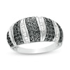 1 CT. T.W. Enhanced Black and White Diamond Domed Ring in Sterling Silver