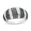 Thumbnail Image 1 of 1 CT. T.W. Enhanced Black and White Diamond Domed Ring in Sterling Silver