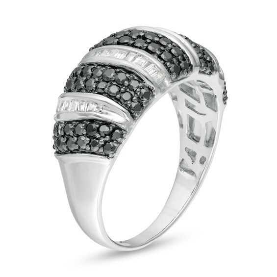 1 CT. T.w. Enhanced Black and White Diamond Domed Ring in Sterling Silver