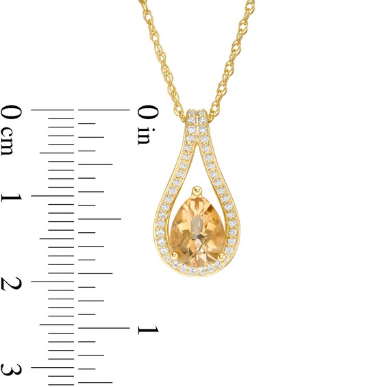 Pear-Shaped Citrine and 1/8 CT. T.w. Diamond Teardrop Pendant in 10K Gold
