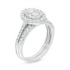 Thumbnail Image 2 of 1/5 CT. T.W. Composite Diamond Oval Frame Vintage-Style Bridal Set in Sterling Silver