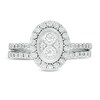 Thumbnail Image 4 of 1/5 CT. T.W. Composite Diamond Oval Frame Vintage-Style Bridal Set in Sterling Silver