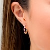 Thumbnail Image 1 of Amethyst and Lab-Created White Sapphire Hoop Earrings in Sterling Silver with 14K Gold Plate