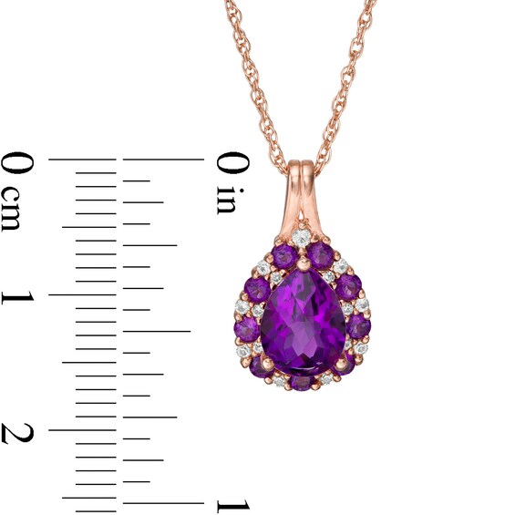 Pear-Shaped Amethyst and Lab-Created White Sapphire Teardrop Frame Pendant in Sterling Silver with 14K Rose Gold Plate Pear-Shaped Amethyst and Lab-Created White Sapphire Teardrop Frame Pendant in Sterling Silver with 14K Rose Gold Plate