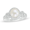 Thumbnail Image 0 of 7.5-8.0mm Cultured Freshwater Pearl and Lab-Created White Sapphire Cascading Frame Ring in Sterling Silver