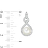 Thumbnail Image 2 of 7.0-7.5mm Cultured Freshwater Pearl and Lab-Created White Sapphire Doorknocker Drop Earrings in Sterling Silver