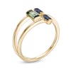 Thumbnail Image 3 of Baguette-Cut Lab-Created Green and Blue Sapphire Open Geometric Ring in Sterling Silver with 14K Gold Plate