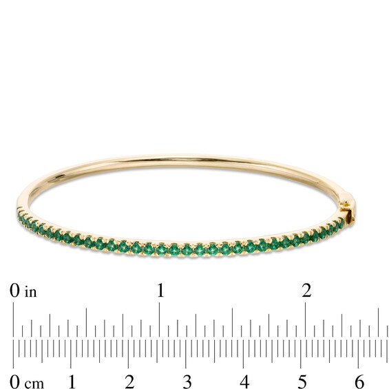 Lab-Created Emerald Bangle in Sterling Silver with 14K Gold Plate