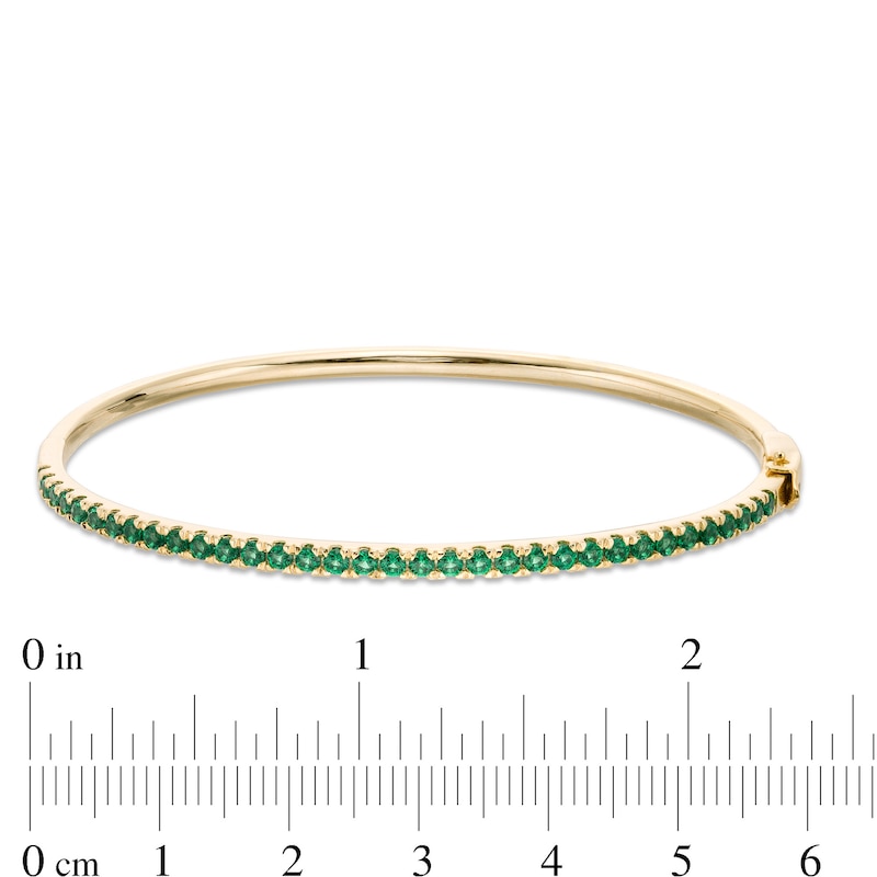 Lab-Created Emerald Bangle in Sterling Silver with 14K Gold Plate
