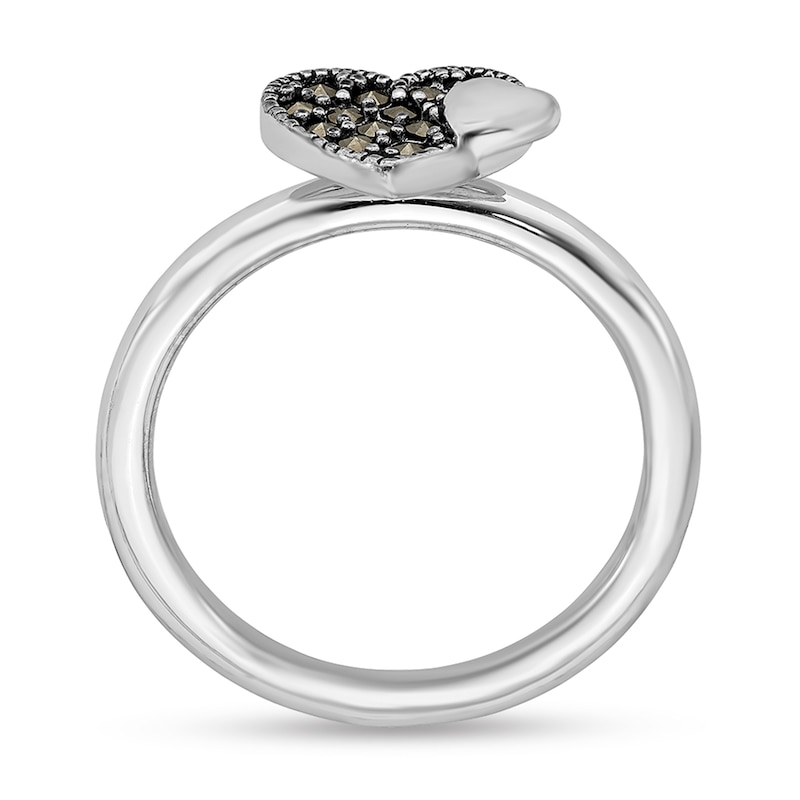 Main Image 2 of Stackable Expressions™ Marcasite Double Hearts Ring in Sterling Silver