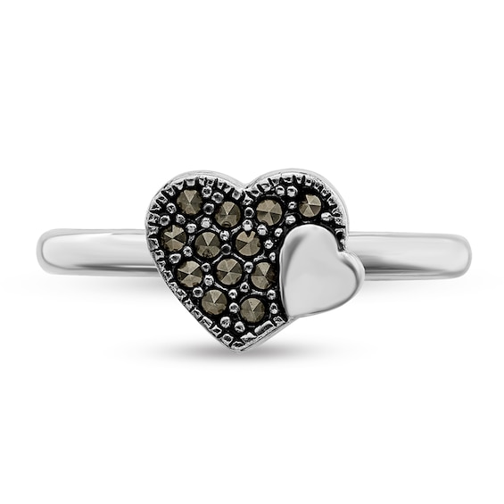 Stackable Expressions™ Marcasite Double Hearts Ring in Sterling Silver Stackable Expressions™ Marcasite Double Hearts Ring in Sterling Silver