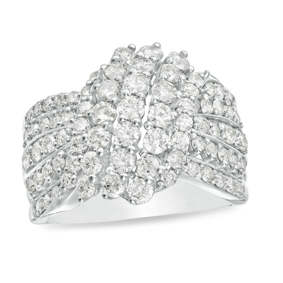 2 CT. T.w. Composite Diamond Waterfall Ring in 10K White Gold