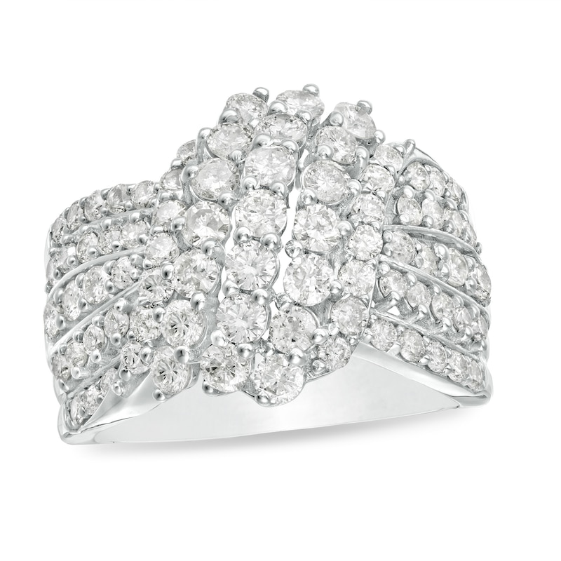 2 CT. T.W. Composite Diamond Waterfall Ring in 10K White Gold