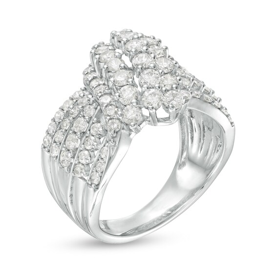 2 CT. T.w. Composite Diamond Waterfall Ring in 10K White Gold