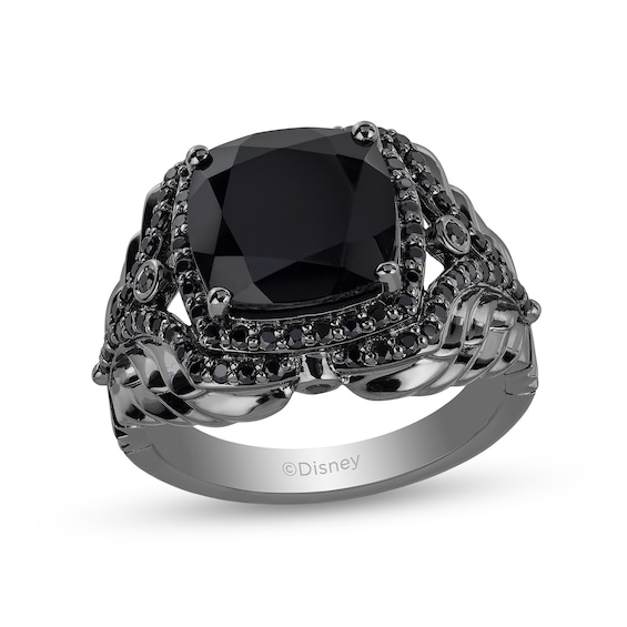 Enchanted Disney Villains Maleficent Onyx and 1/2 CT. T.w. Black Diamond Ring in Black Rhodium Sterling Silver