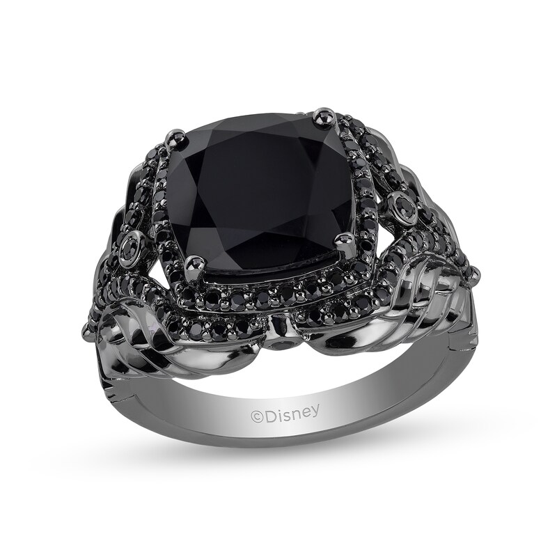 Enchanted Disney Villains Maleficent Onyx and 1/2 CT. T.W. Black Diamond Ring in Black Rhodium Sterling Silver