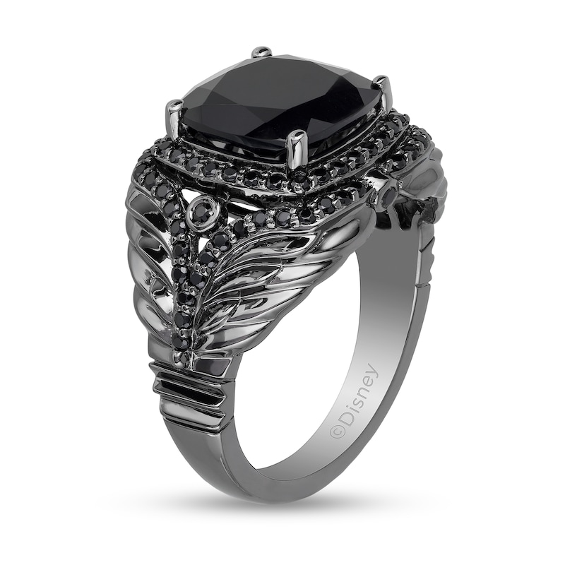 Enchanted Disney Villains Maleficent Onyx and 1/2 CT. T.W. Black Diamond Ring in Black Rhodium Sterling Silver