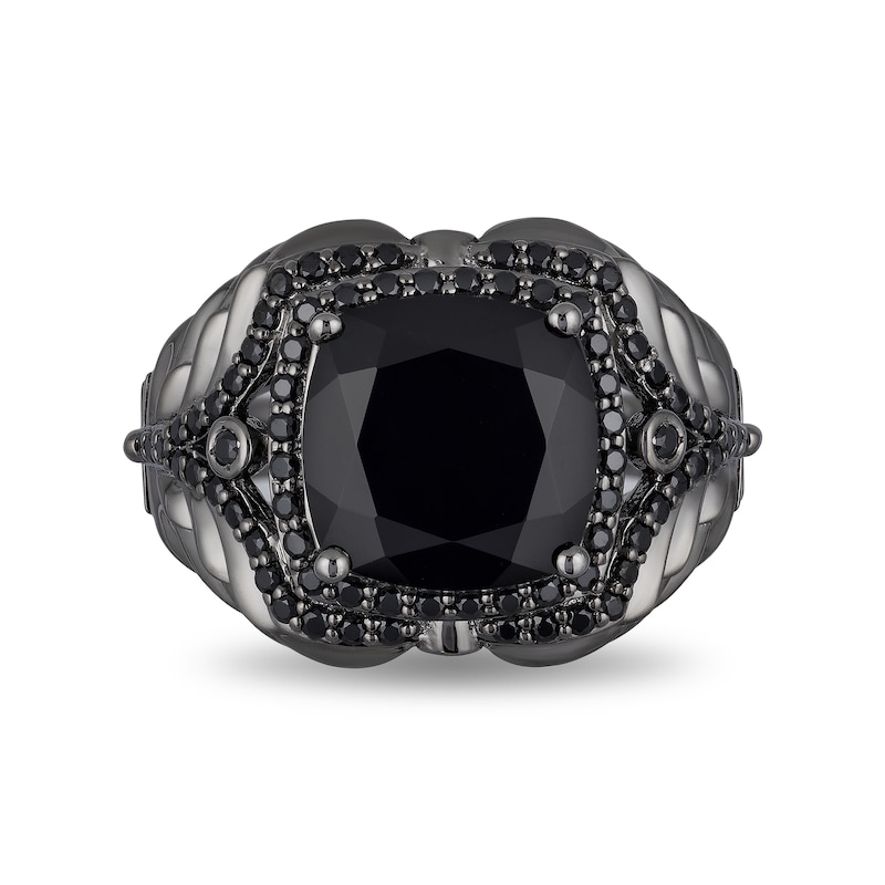 Enchanted Disney Villains Maleficent Onyx and 1/2 CT. T.W. Black Diamond Ring in Black Rhodium Sterling Silver