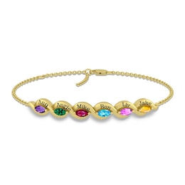Mother's Marquise Birthstone Engravable Family Bracelet (2-6 Stones and Names)