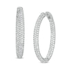 Thumbnail Image 0 of 3-7/8 CT. T.W. Diamond Oval Inside-Out Hoop Earrings in 10K White Gold