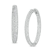 Thumbnail Image 1 of 3-7/8 CT. T.W. Diamond Oval Inside-Out Hoop Earrings in 10K White Gold