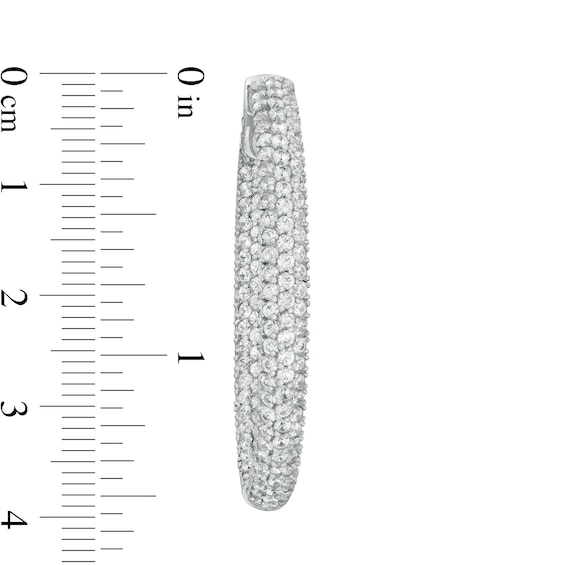 3-7/8 CT. T.w. Diamond Oval Inside-Out Hoop Earrings in 10K White Gold