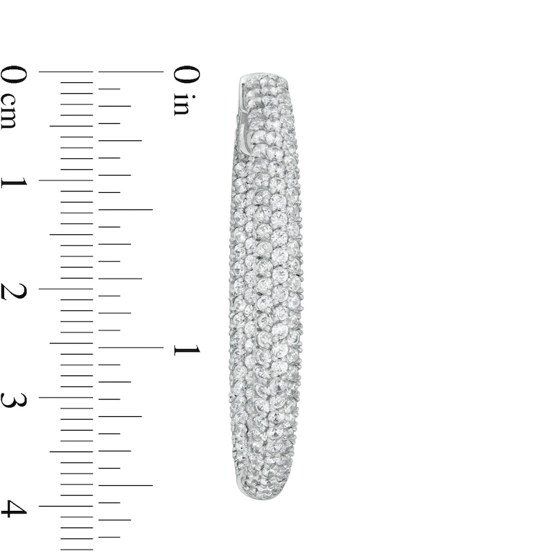 Main Image 3 of 3-7/8 CT. T.W. Diamond Oval Inside-Out Hoop Earrings in 10K White Gold