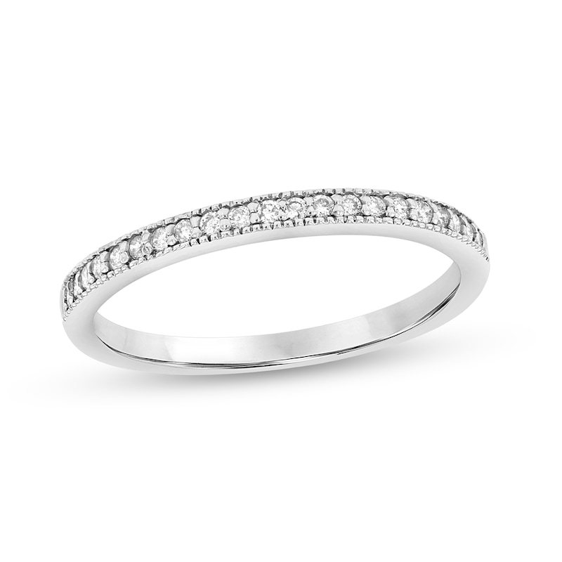 Main Image 1 of 1/6 CT. T.W. Diamond Vintage-Style Wedding Band in 14K White Gold (I/SI2)