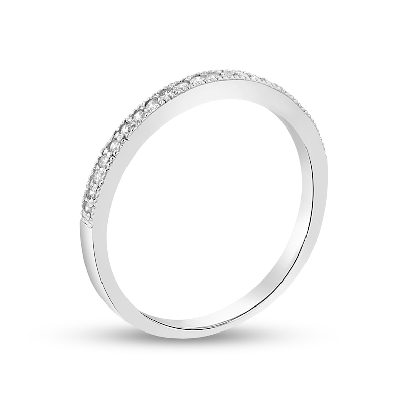 Main Image 2 of 1/6 CT. T.W. Diamond Vintage-Style Wedding Band in 14K White Gold (I/SI2)