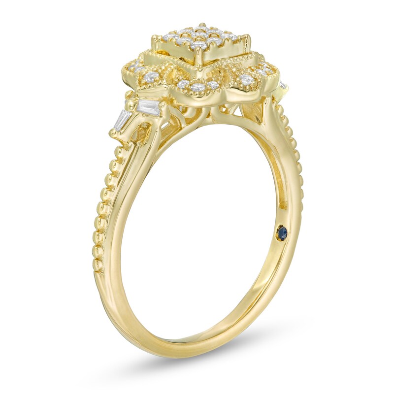 Main Image 3 of Cherished Promise Collection™ 1/5 CT. T.W. Composite Diamond Ornate Frame Vintage-Style Promise Ring in 10K Gold