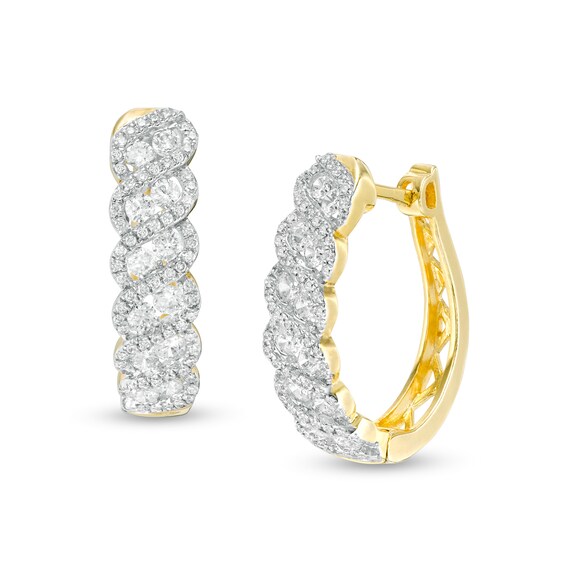 1 CT. T.w. Diamond Cascading Twist Hoop Earrings in 10K Gold