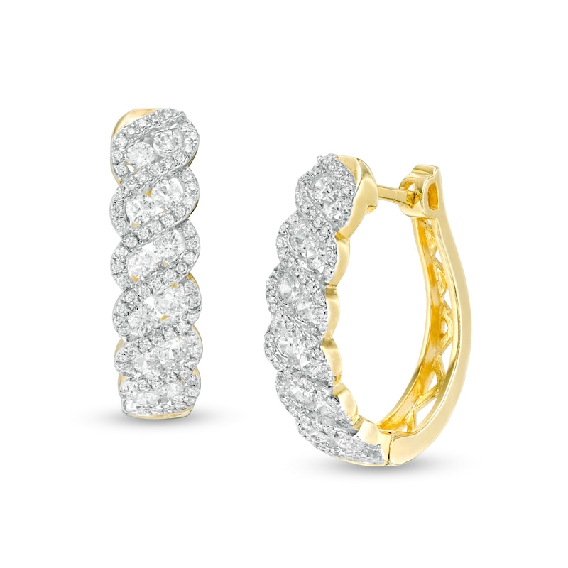 1 CT. T.W. Diamond Cascading Twist Hoop Earrings in 10K Gold