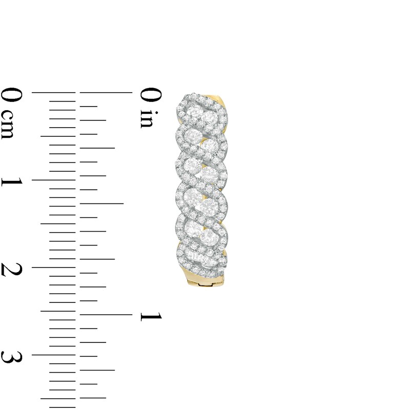 Main Image 3 of 1-1/2 CT. T.W. Diamond Cascading Twist Hoop Earrings in 10K Gold