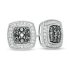 Thumbnail Image 1 of 1/2 CT. T.W. Enhanced Black and White Diamond Cushion Frame Vintage-Style Stud Earrings in Sterling Silver