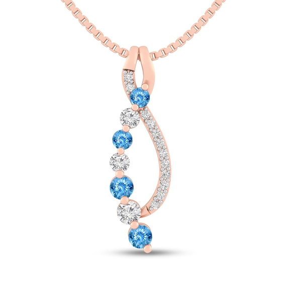 Mother's Birthstone and Lab-Created White Sapphire Open Infinity Pendant (7 Stones)