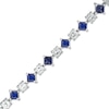 Thumbnail Image 0 of Alternating Princess-Cut Lab-Created Blue and White Sapphire Line Bracelet in Sterling Silver - 7.25"