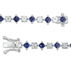 Thumbnail Image 2 of Alternating Princess-Cut Lab-Created Blue and White Sapphire Line Bracelet in Sterling Silver - 7.25"