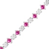 Thumbnail Image 1 of Alternating Princess-Cut Lab-Created Ruby and White Sapphire Line Bracelet in Sterling Silver - 7.25"