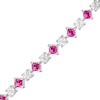 Thumbnail Image 0 of Alternating Princess-Cut Lab-Created Ruby and White Sapphire Line Bracelet in Sterling Silver - 7.25"