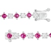 Thumbnail Image 2 of Alternating Princess-Cut Lab-Created Ruby and White Sapphire Line Bracelet in Sterling Silver - 7.25"