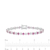 Thumbnail Image 4 of Alternating Princess-Cut Lab-Created Ruby and White Sapphire Line Bracelet in Sterling Silver - 7.25"